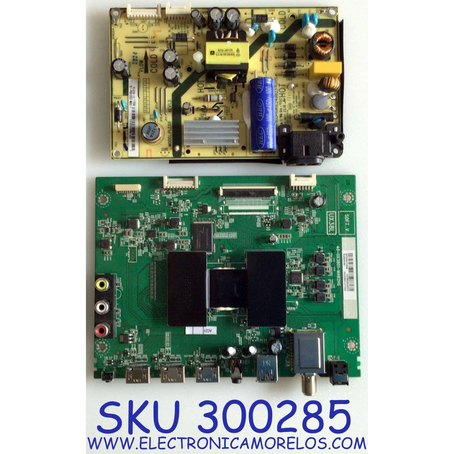 KIT DE TARJETAS PARA TV TCL / NUMERO DE PARTE MAIN T8-28NA3R-MA1 / 40-UX3801-MAB2HG / V8-UX38001-LF1V028 / FUENTE 81-PBE032-M92 / PLE585 / CEM-1 / (CCP508) / E249823 / PLE55-1C / PANEL LVW320CS0T / MODELOS 32S305 / 32S301 / 32S301LCAA / 32S305TEAA